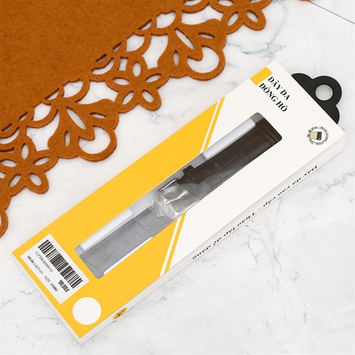 Dây da tổng hợp đồng hồ 20mm L023-01 Đen Màu Đen