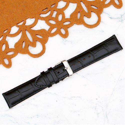 Dây da tổng hợp đồng hồ 20mm L023-01 Đen Màu Đen