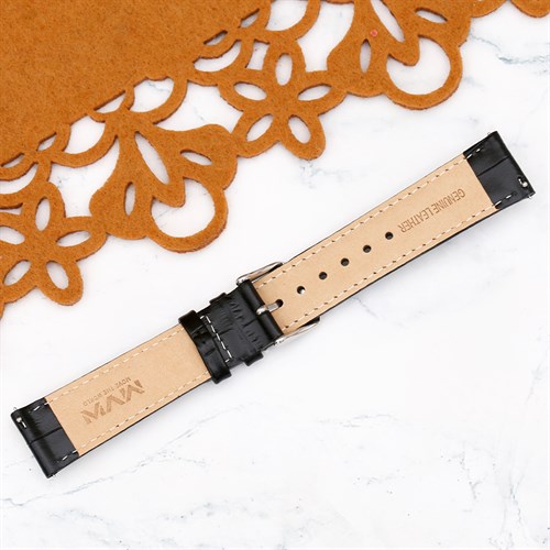 Dây da tổng hợp đồng hồ 20mm L023-01 Đen Màu Đen