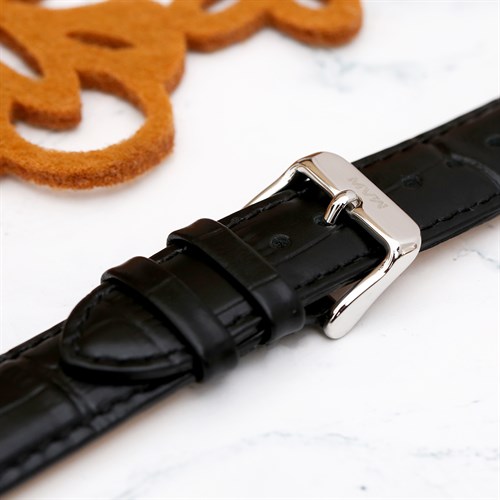 Dây da tổng hợp đồng hồ 20mm L023-01 Đen Màu Đen