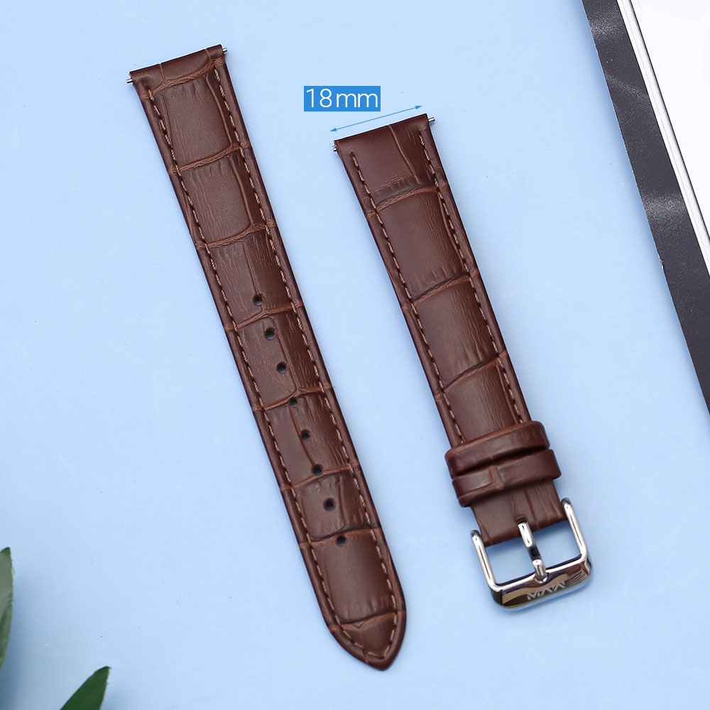 Dây da đồng hồ 18mm LS039-03 Nâu Màu Nâu