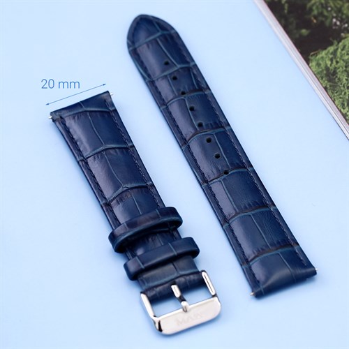 Dây da đồng hồ 20mm LS041-01 Xanh dương Màu Xanh Dương