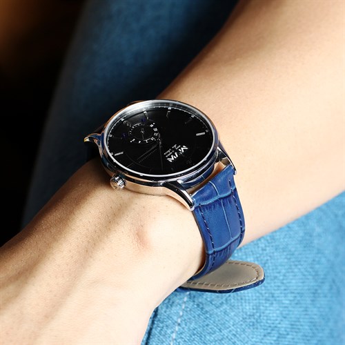 Dây da đồng hồ 20mm LS041-01 Xanh dương Màu Xanh Dương