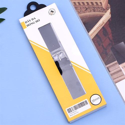 Dây da đồng hồ 20mm LS017-02 Đen Màu Đen