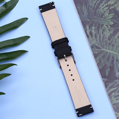 Dây da đồng hồ 20mm LS017-02 Đen Màu Đen