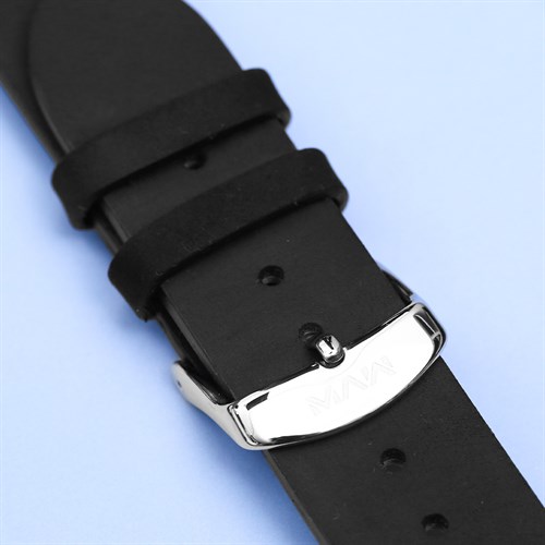 Dây da đồng hồ 20mm LS017-02 Đen Màu Đen