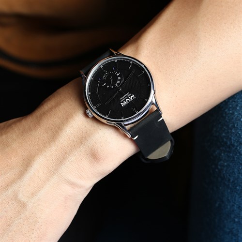 Dây da đồng hồ 20mm LS017-02 Đen Màu Đen