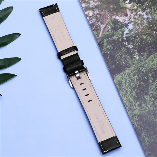 Dây da đồng hồ 20mm LS031 Đen Màu Đen