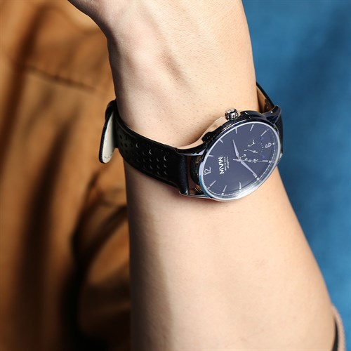 Dây da đồng hồ 20mm LS031 Đen Màu Đen