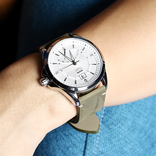 Dây da đồng hồ 22mm LS023 Xám Màu Xám