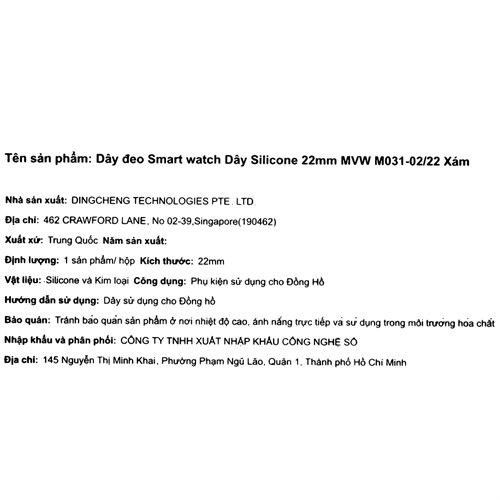 Dây silicone đồng hồ 22mm M031-02 Xám Màu Xám