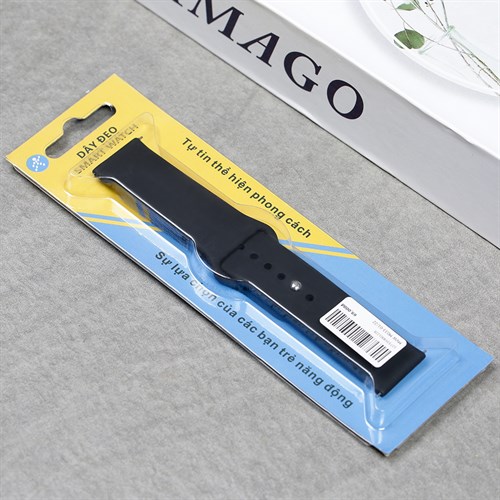 Dây silicone đồng hồ 22mm M033-01 Đen Màu Đen