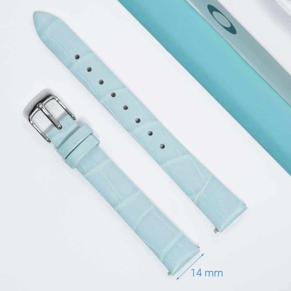 Dây da đồng hồ 14mm SL100-02 Xanh ngọc Màu Xanh ngọc