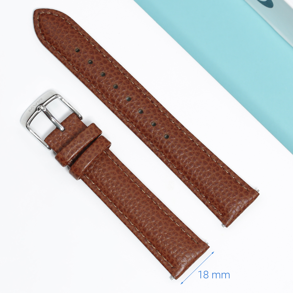 Dây da đồng hồ 18mm SL101-01 Nâu Màu Nâu