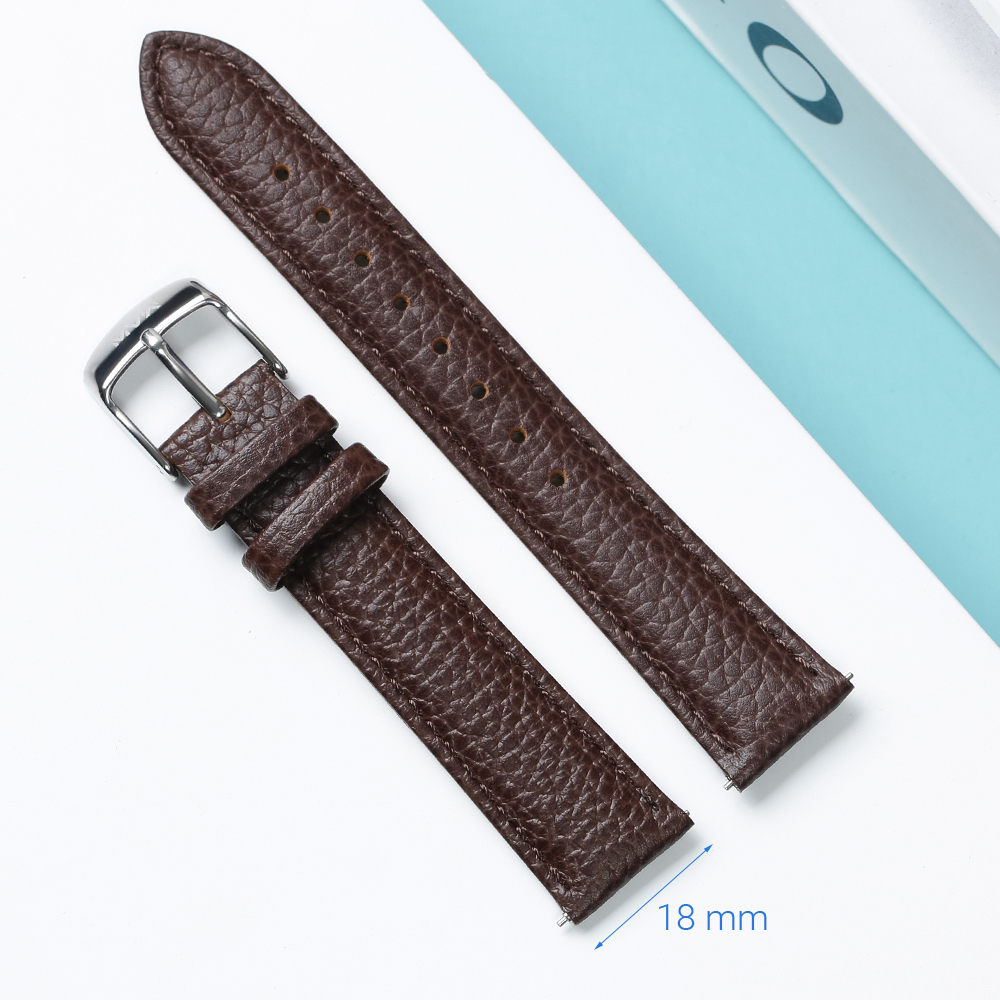 Dây da đồng hồ 18mm SL101-02 Nâu Màu Nâu