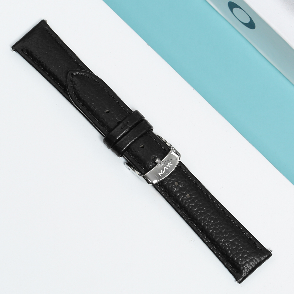 Dây da đồng hồ 18mm SL101-03 Đen Màu Đen