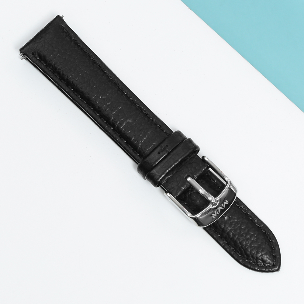 Dây da đồng hồ 18mm SL101-03 Đen Màu Đen