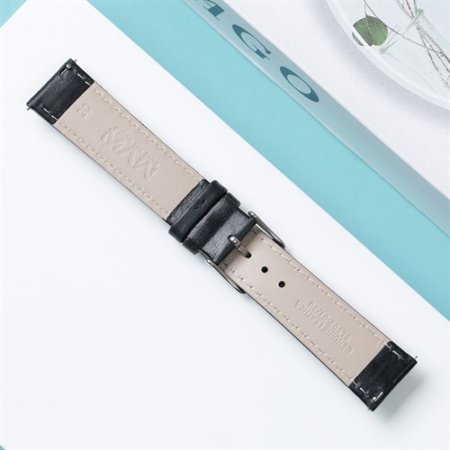 Dây da đồng hồ 20mm SL102-01 Đen Màu Đen