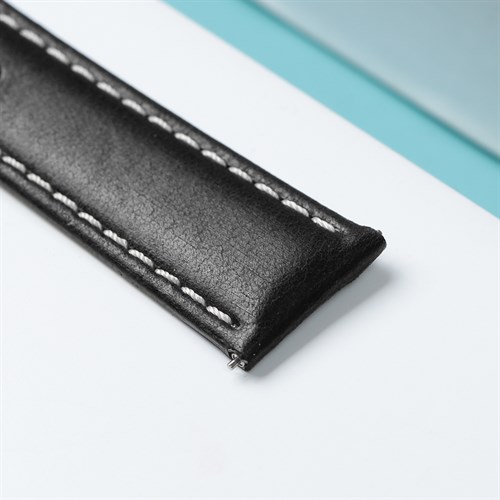 Dây da đồng hồ 20mm SL102-01 Đen Màu Đen