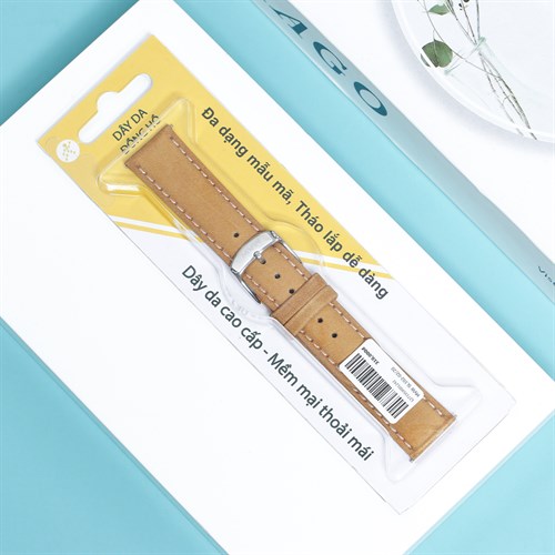 Dây da đồng hồ 20mm SL102-02 Nâu Màu Nâu
