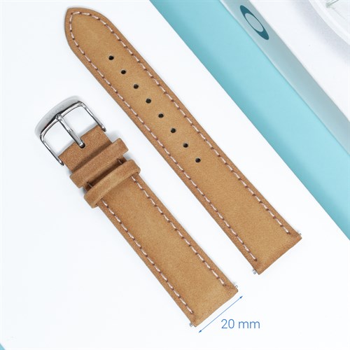Dây da đồng hồ 20mm SL102-02 Nâu Màu Nâu