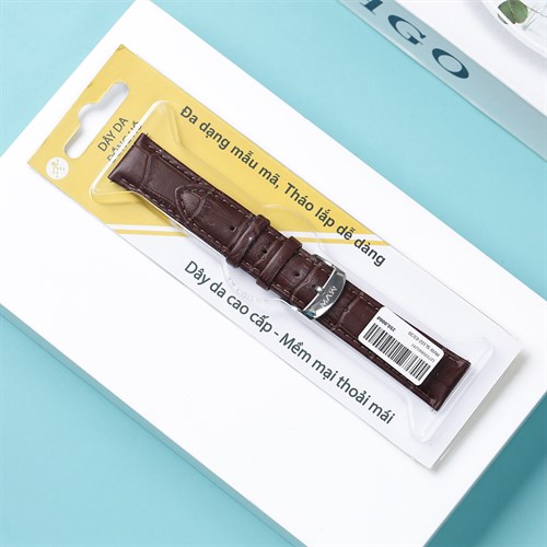 Dây da đồng hồ 20mm SL102-03 Nâu Màu Nâu