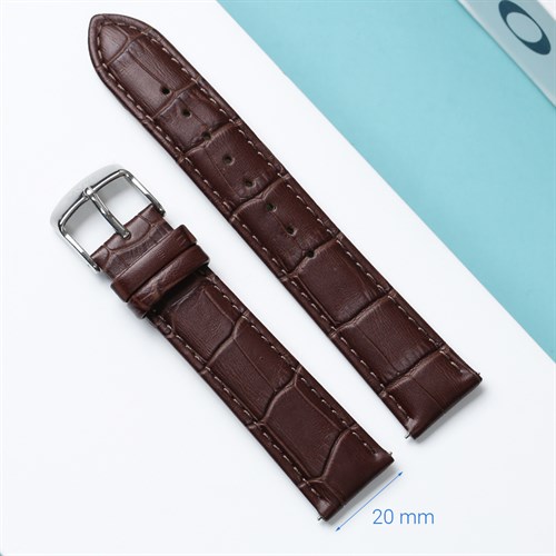 Dây da đồng hồ 20mm SL102-03 Nâu Màu Nâu