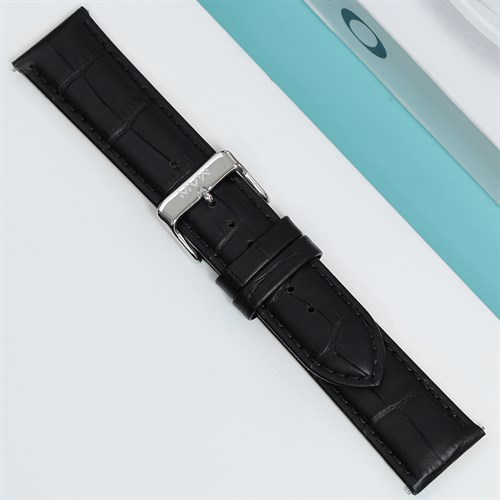 Dây da đồng hồ 22mm SL103-02 Đen Màu Đen