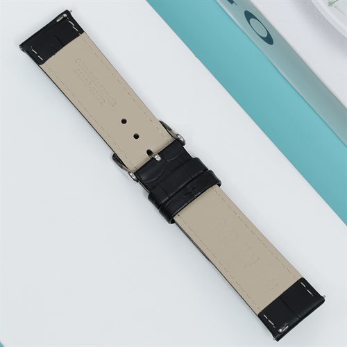 Dây da đồng hồ 22mm SL103-02 Đen Màu Đen