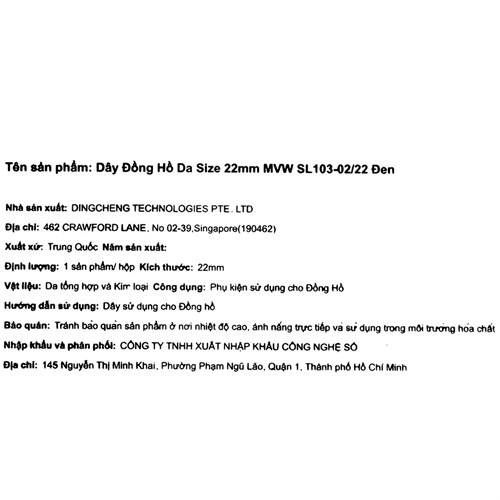 Dây da đồng hồ 22mm SL103-02 Đen Màu Đen
