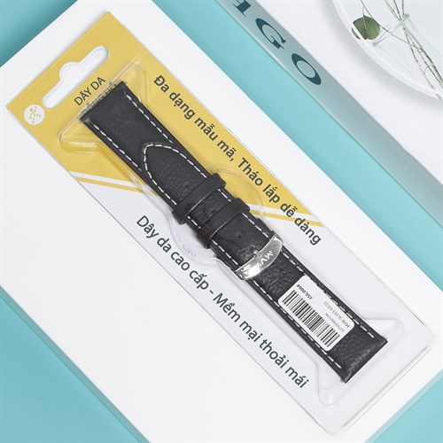Dây da đồng hồ 22mm SL103-03 Đen Màu Đen