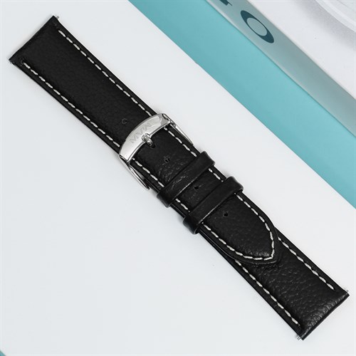 Dây da đồng hồ 22mm SL103-03 Đen Màu Đen