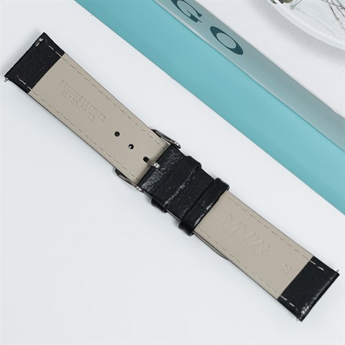Dây da đồng hồ 22mm SL103-03 Đen Màu Đen