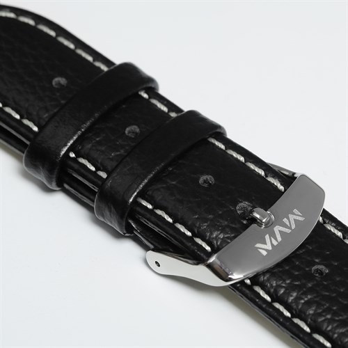 Dây da đồng hồ 22mm SL103-03 Đen Màu Đen