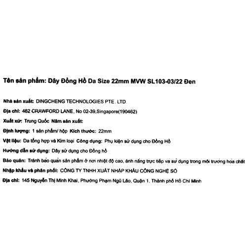 Dây da đồng hồ 22mm SL103-03 Đen Màu Đen