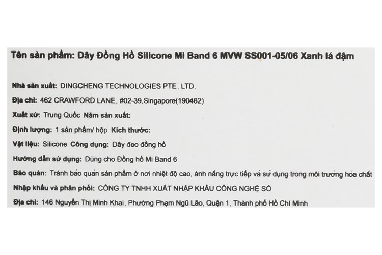 Dây silicone đồng hồ Miband 6 SS001-05/06 Xanh lá Màu Xanh lá