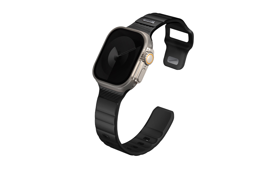 Dây silicone Apple Watch Stride mặt 49/45/44/42mm UNIQ Màu Đen