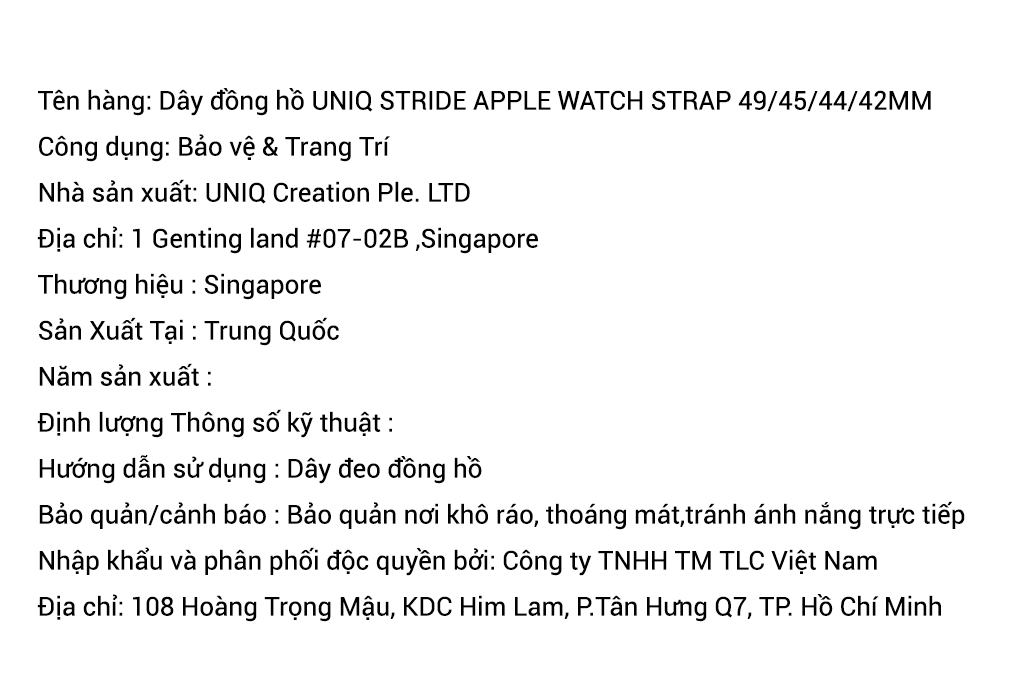 Dây silicone Apple Watch Stride mặt 49/45/44/42mm UNIQ Màu Xanh Dương
