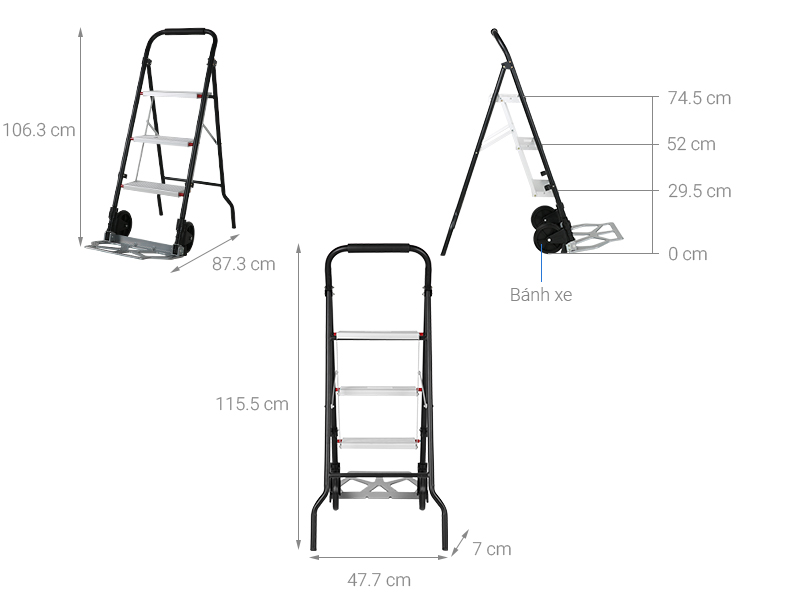 Thang nhôm xe đẩy Kachi MK-183