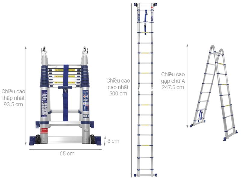 Thang nhôm rút đôi 8 x 2 bậc Nikawa NK-50AI-PRI