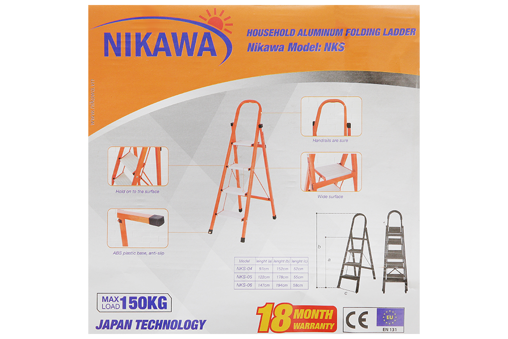 Thang nhôm ghế 6 bậc Nikawa NKS-06 Màu Xám