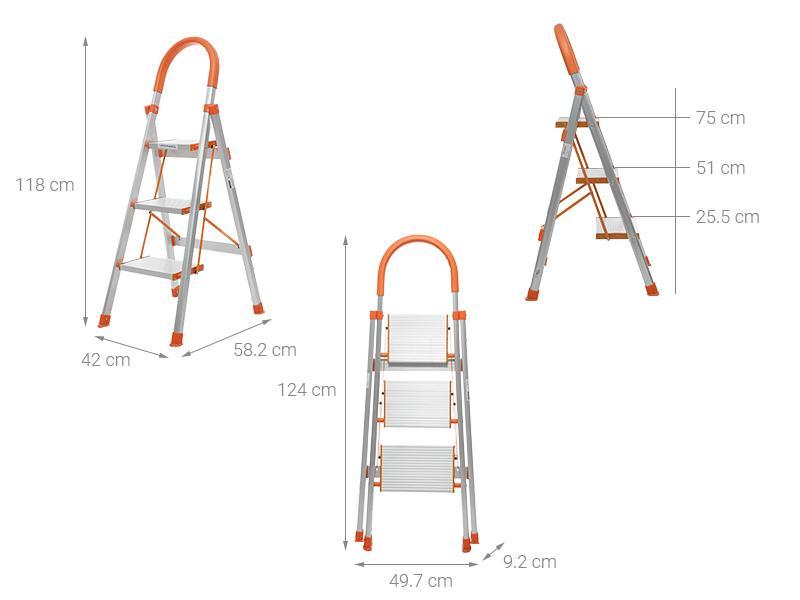 Thang nhôm ghế 3 bậc Advindeq ADS-703