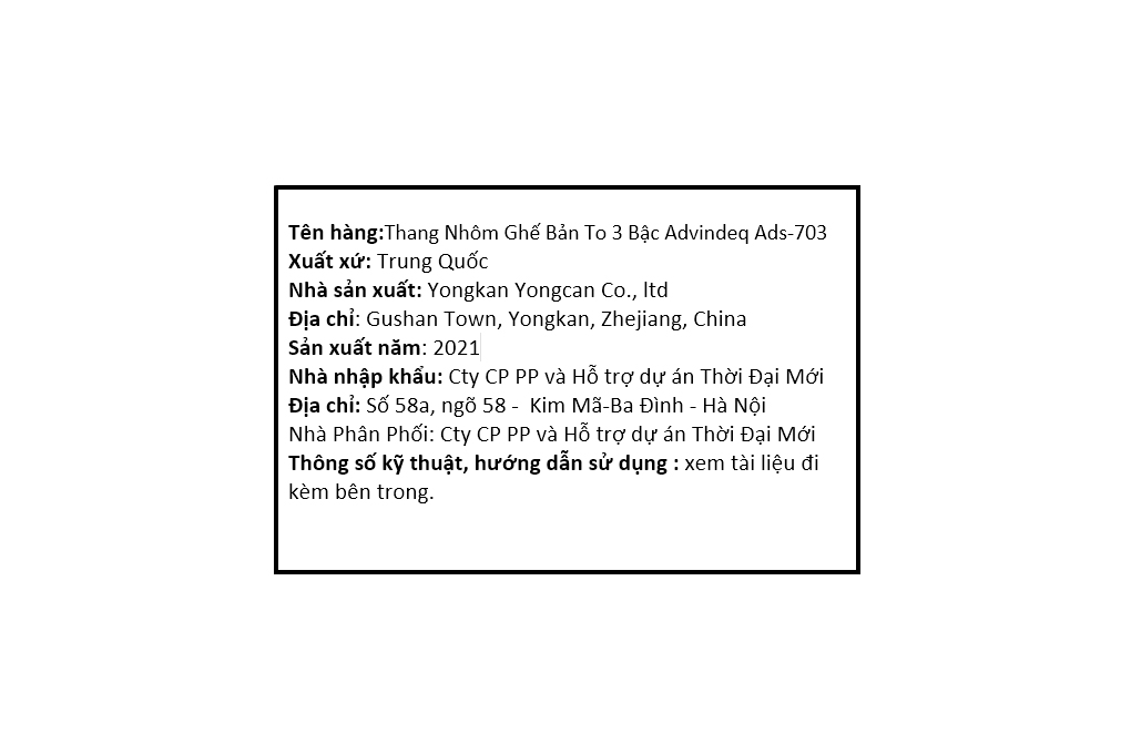 Thang Nhôm Ghế Bản To 3 Bậc Advindeq ADS-703