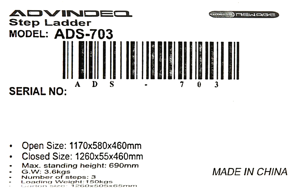 Thang nhôm ghế 3 bậc Advindeq ADS-703 Màu Xám