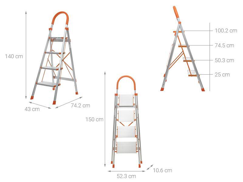 Thang nhôm ghế 4 bậc Advindeq ADS-704