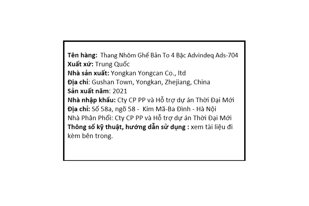 Thang Nhôm Ghế Bản To 4 Bậc Advindeq ADS-704