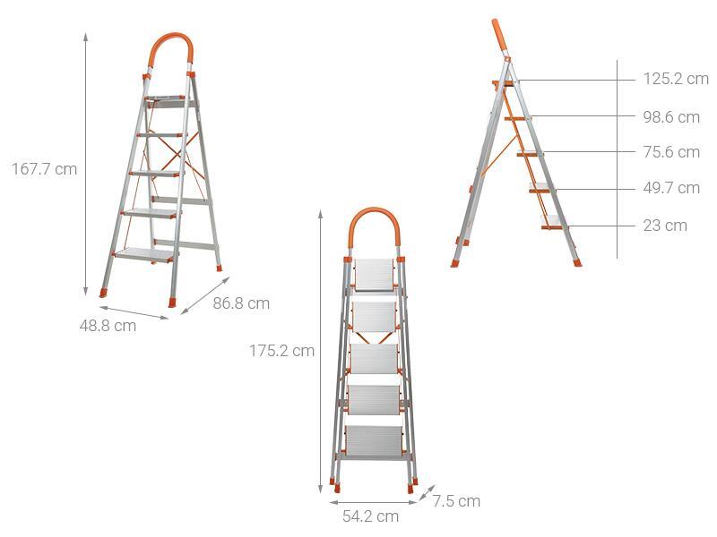 Thang nhôm ghế 5 bậc Advindeq ADS-705