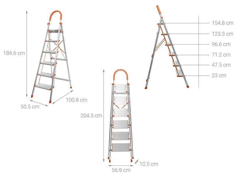 Thang nhôm ghế 6 bậc Advindeq ADS-706