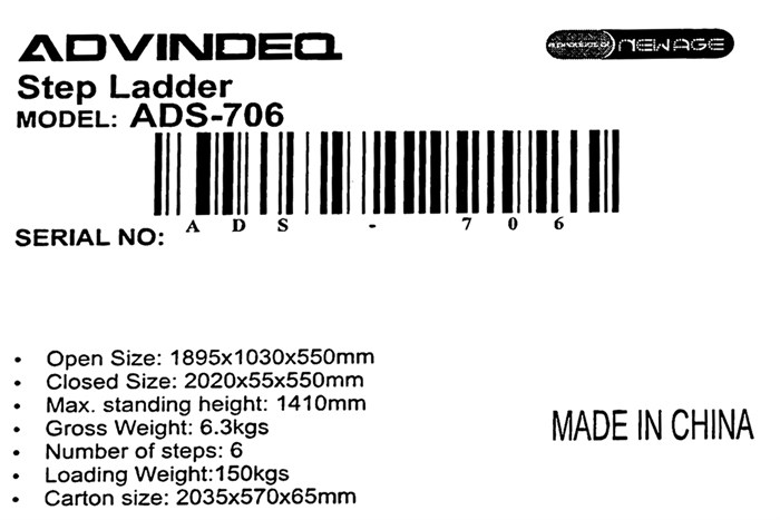 Thang nhôm ghế 6 bậc Advindeq ADS-706