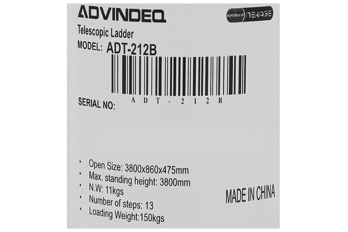 Thang nhôm rút đơn 13 bậc Advindeq ADT212B Màu Xám